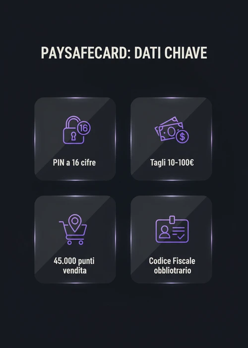 Una carta Paysafecard con un codice PIN e fiches da casinò su uno sfondo digitale